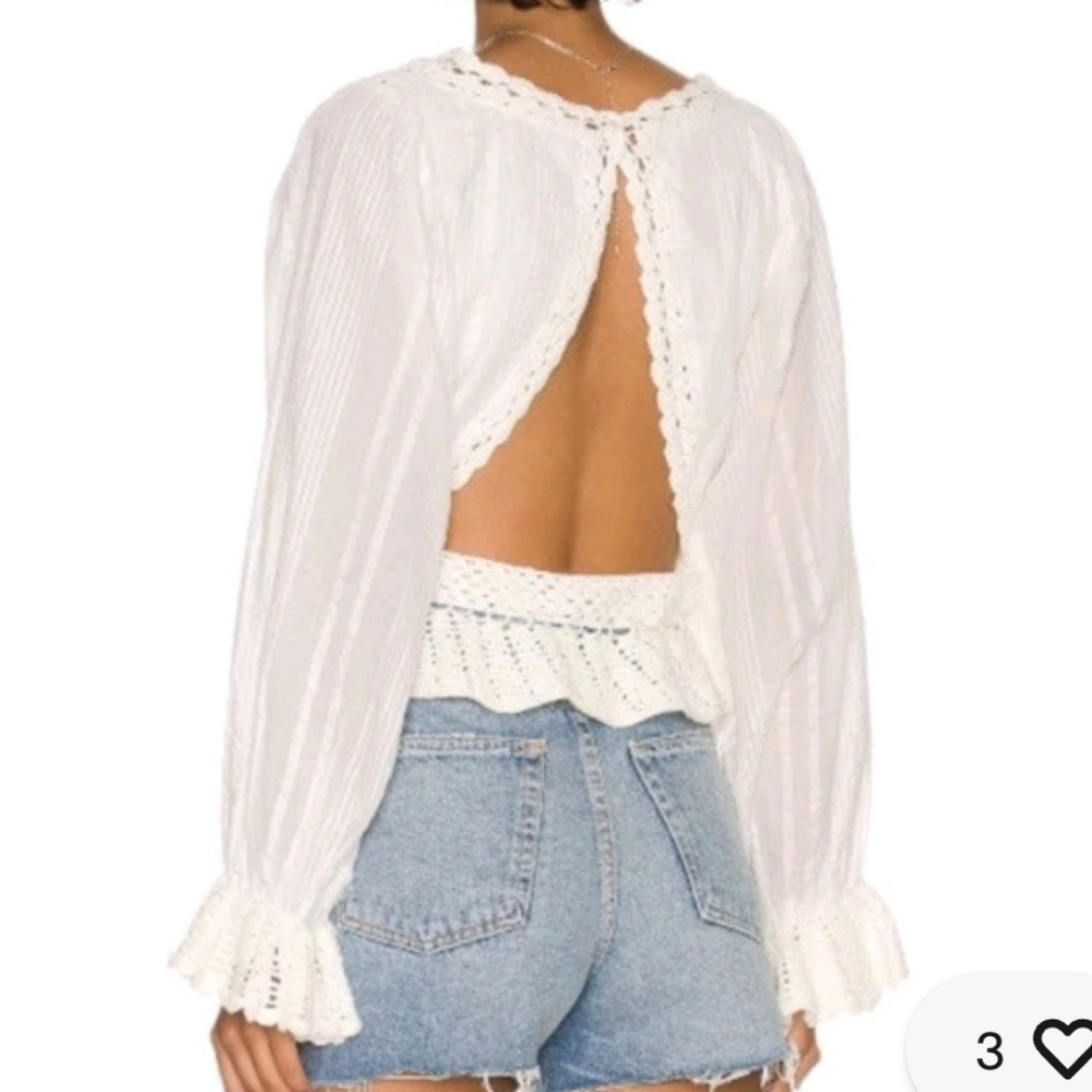 Free People Megan Off White Crochet Blouse - Picture 4 of 14